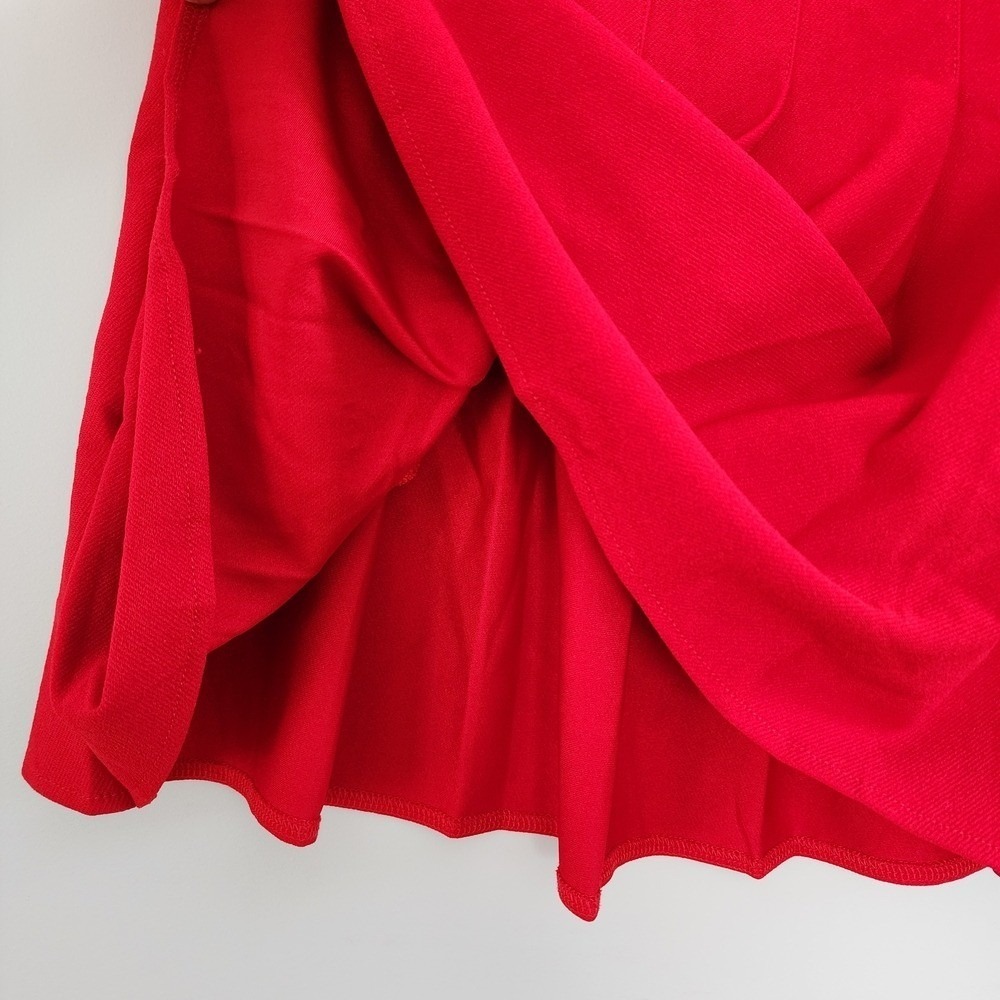 Chic Red Mini Skirt Pleated Sz XL Preppy Academia Unlined Dopamine Pop Color Pop - Picture 7 of 8